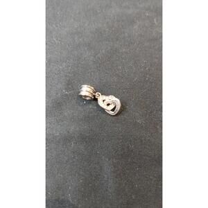 Sterling & CZ interlocking heart bracelet charm